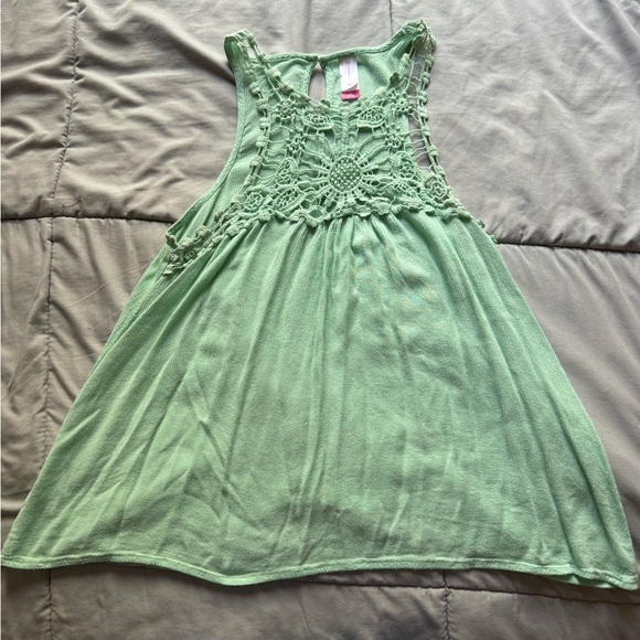 No Boundaries Tops - Mint Green Sleeveless Crochet Top - Size M